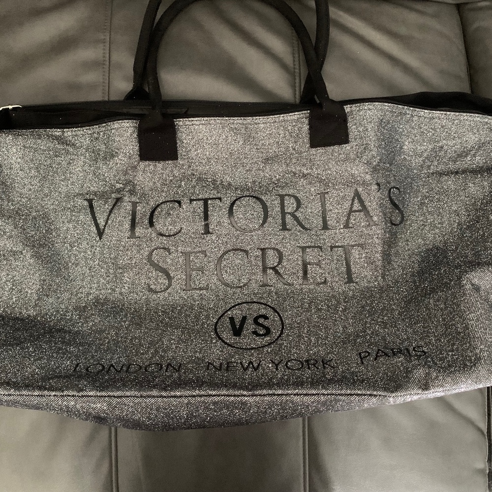 Victoria's Secret Glitter Gray and Black tote bag
